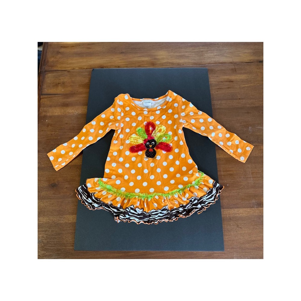 Bonnie Jean Turkey Ruffle Tunic Orange Girls Size 6